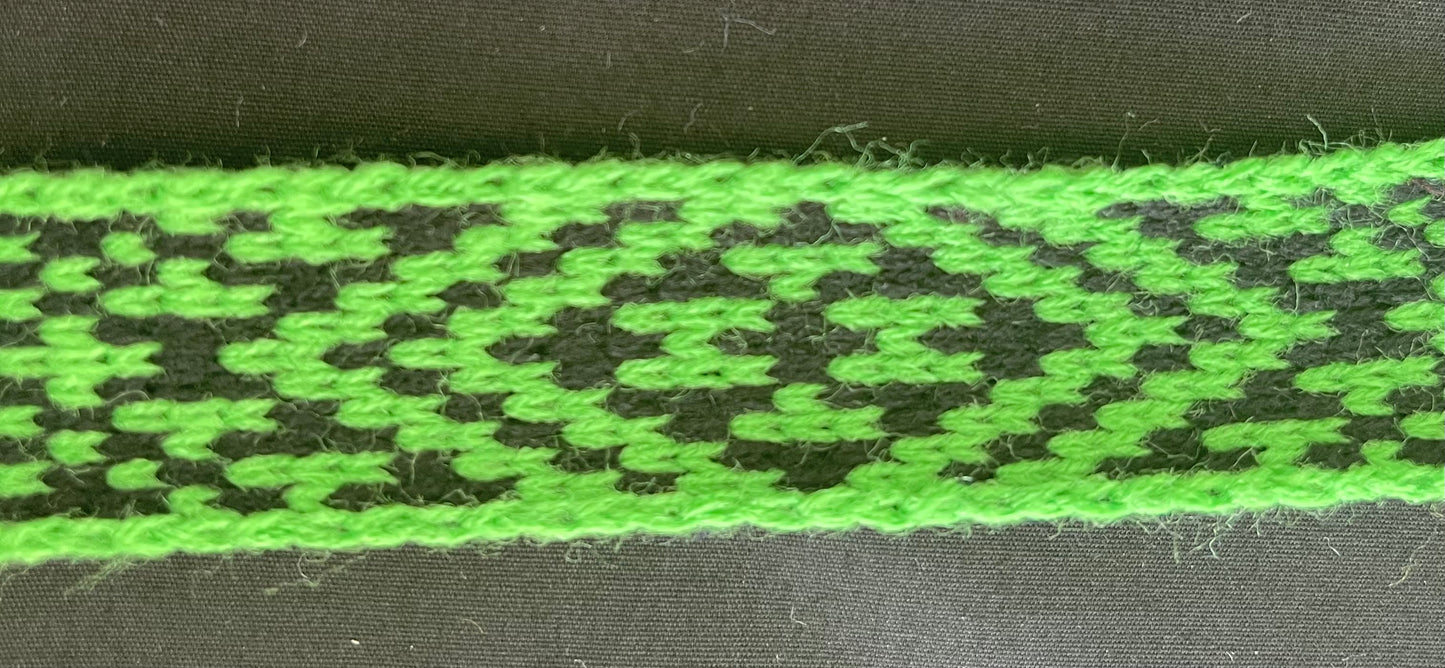 1inch Grass Green and Black - Taniko Band