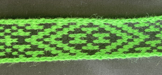 1inch Grass Green and Black - Taniko Band