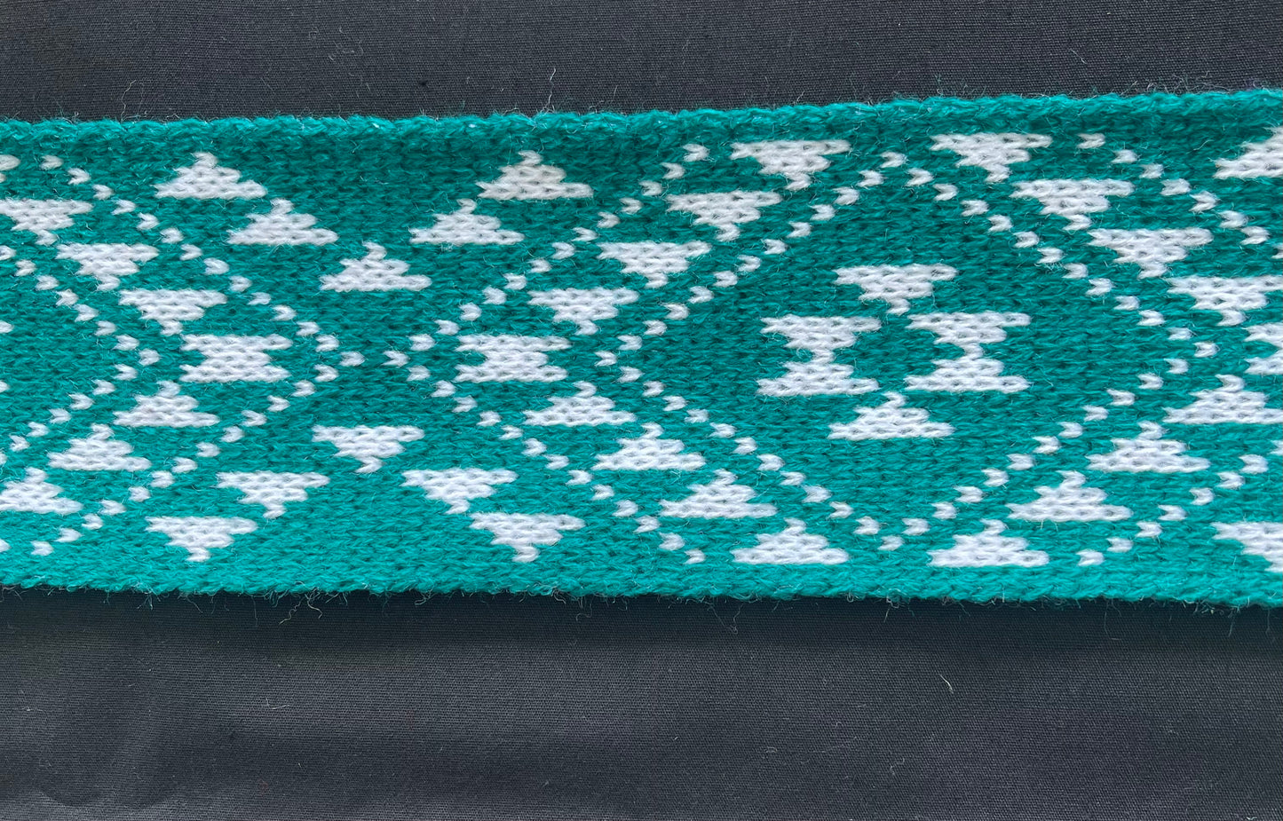 Jade Green and White Pātiki - Taniko Band 2.5inch