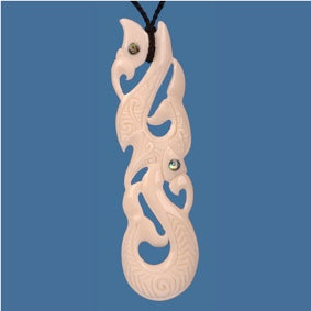 Large Double Manaia Pendant - Bone Carving