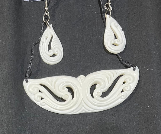 Breastplate Set - Bone Necklace & Earrings