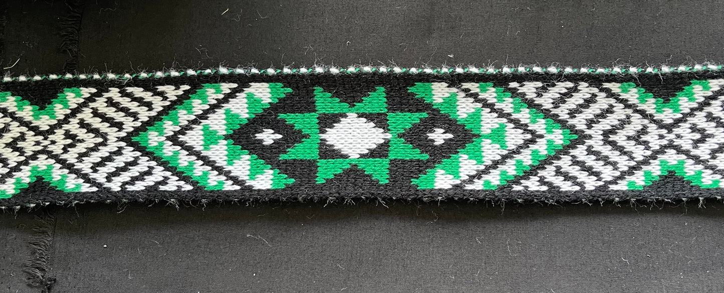 Matariki Emerald Green and White - Taniko Band 2.5inch