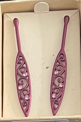 Paddle Maroon Rodium Earrings