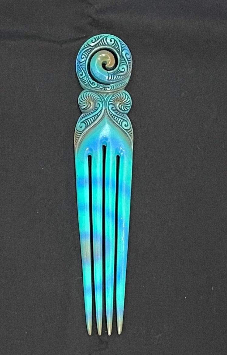 Paua Colour Koru - Bone Heru