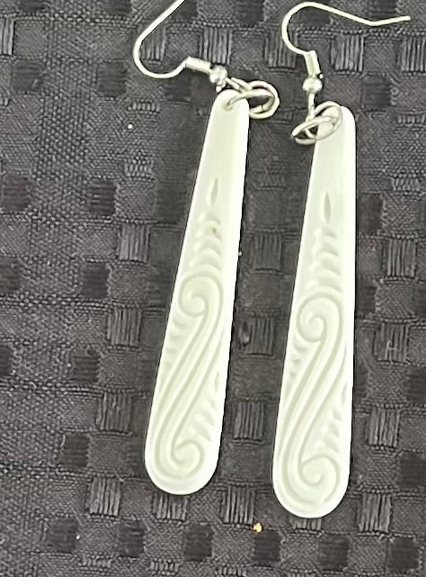 Toki - Carved Bone Earrings