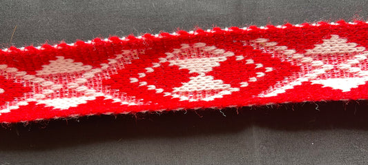 Red pink with red lurex- Patiki Taniko Band 2inch