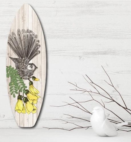 Fantail Ply Surfboard Art - Kiwiana Wall Art