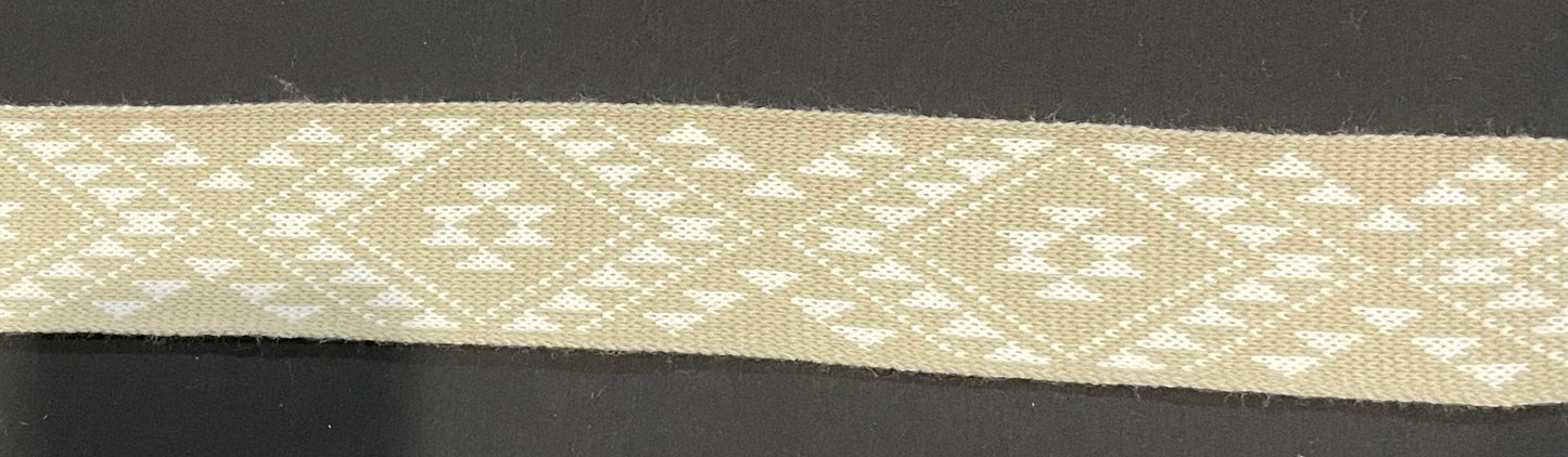 Beige and White Pātiki - Taniko Band 2.5inch