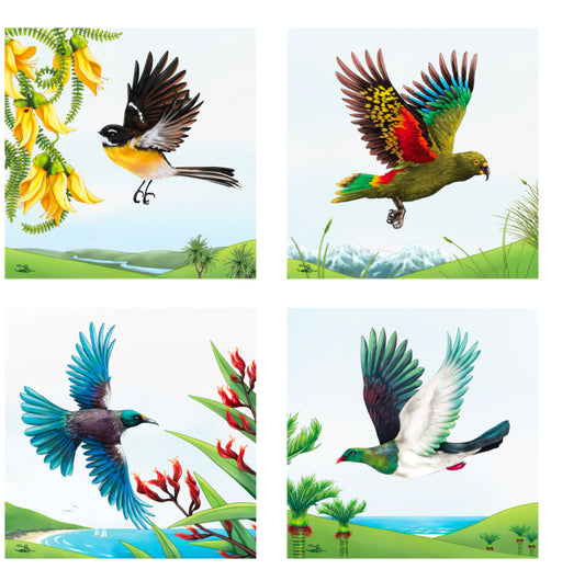 Ceramic Birds in Flight Coasters