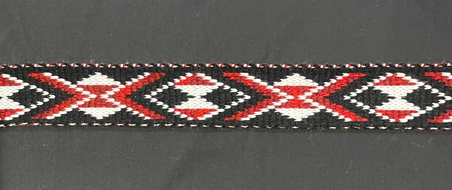 Red and maroon mixed Pātiki - Taniko Band 2 in