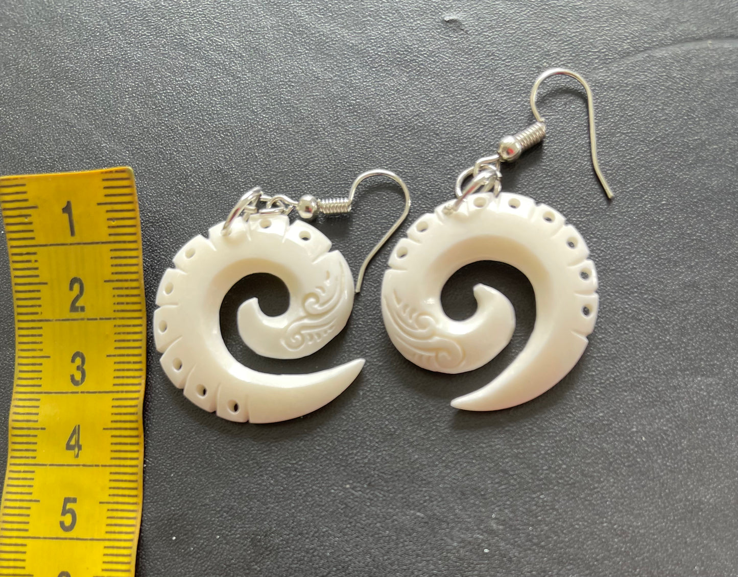 Koru - Carved Bone Earrings