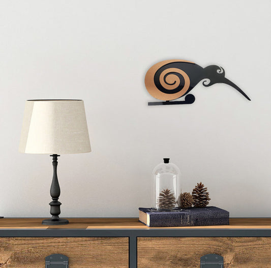 2 Tone Moko Kiwi Brushed Copper - Wall Art