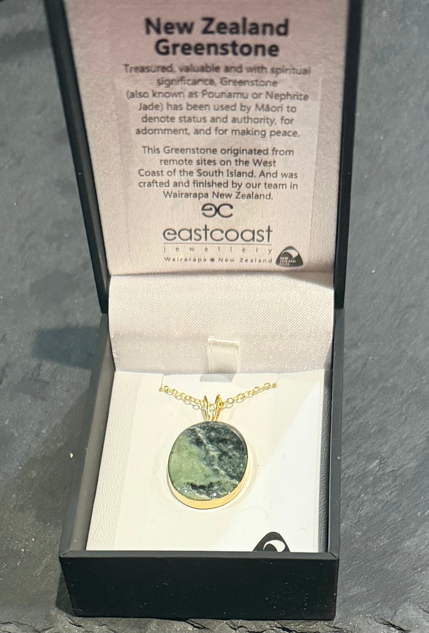 Gold backed Greenstone Necklace