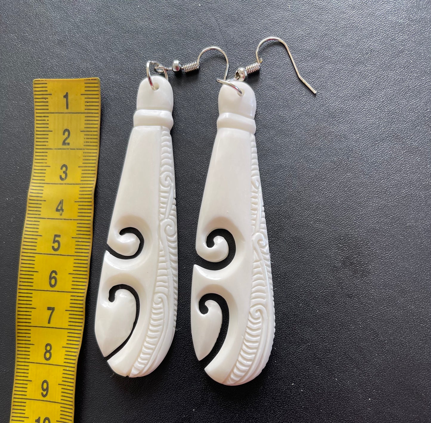 Toki Koru - Carved Bone Earrings