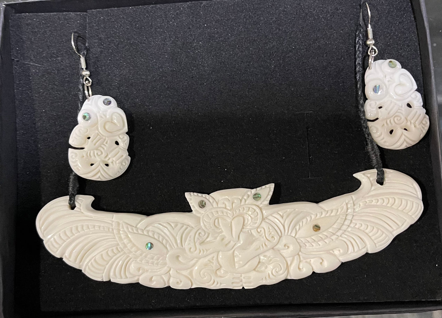 Bone Breastplate Set - Bone Necklace & Earrings
