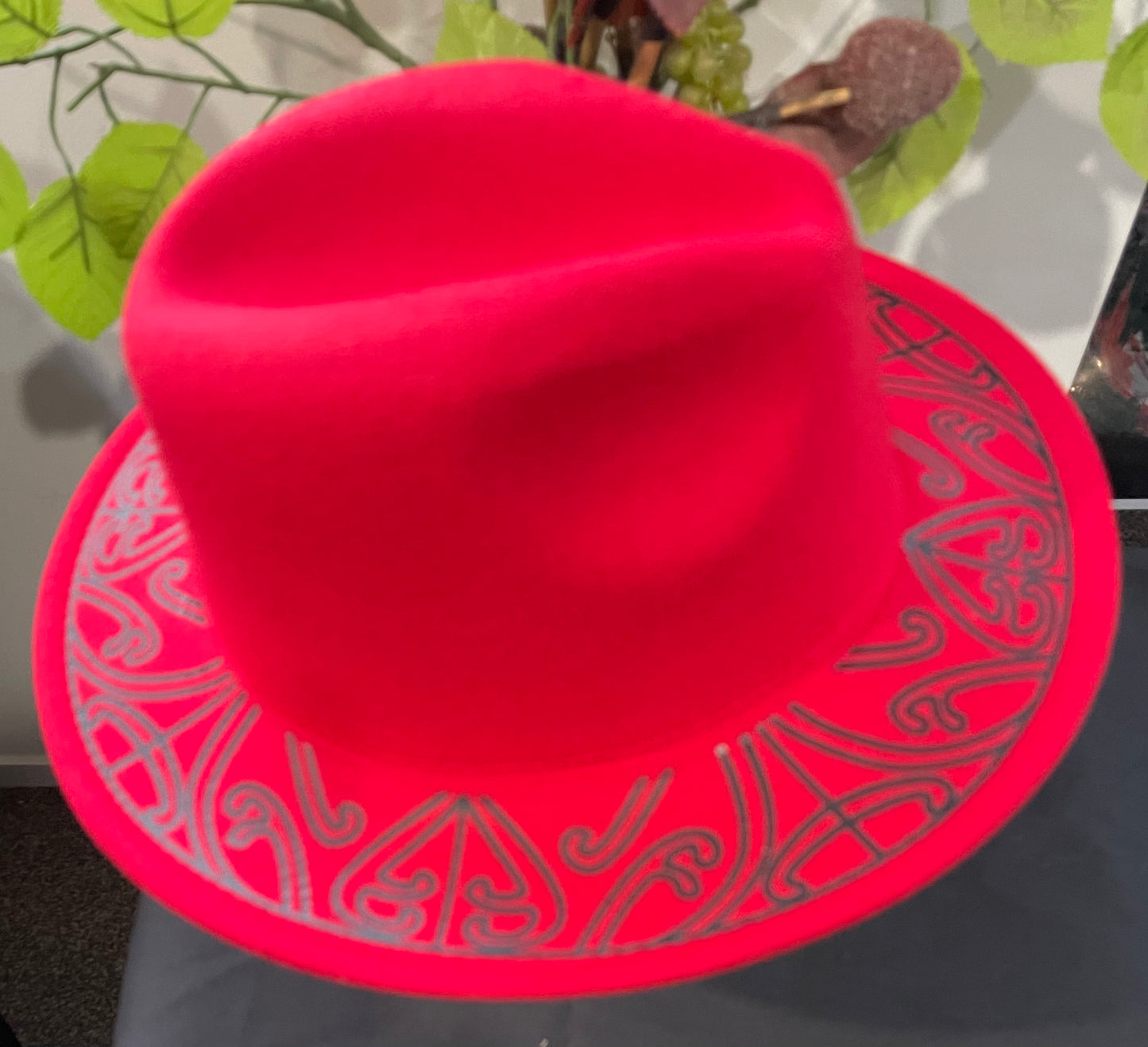 Potae - 57 cm Red Fendora Felt Hat - Ready to Decorate Your Own Design plus a one inch or 2 inch band of your choice