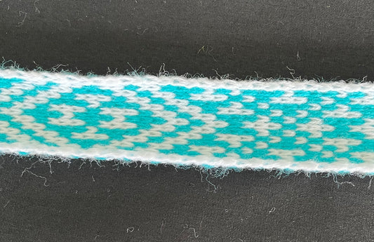 1inch White and Turquoise - Taniko Band