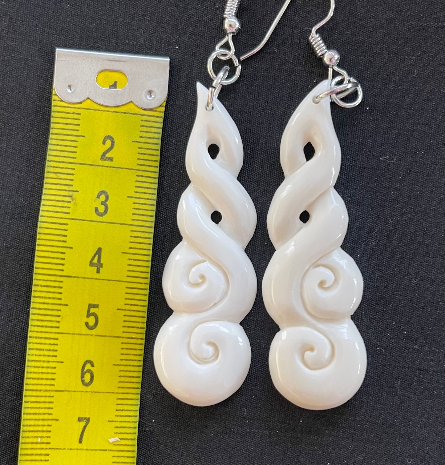 Carved koru Bone Earrings