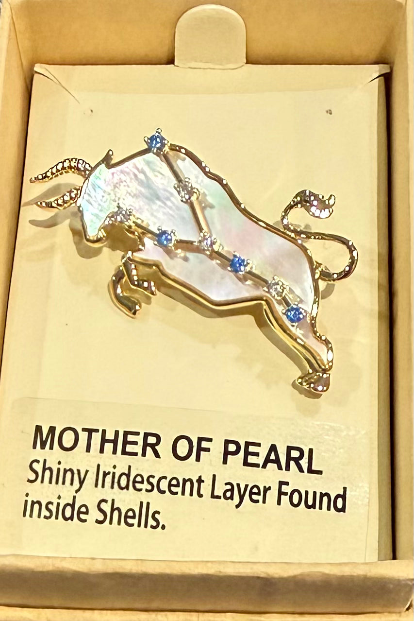 Mother of Pearl Brooch Taurus