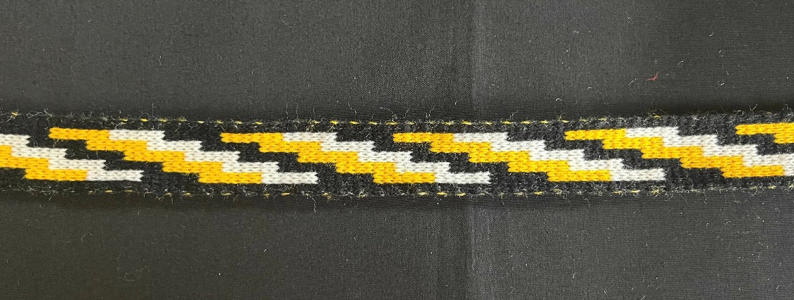 1inch gold Black and White Poutama - Taniko Band