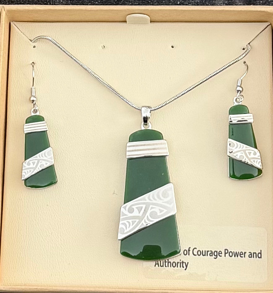 Jade Toki earring and Necklace