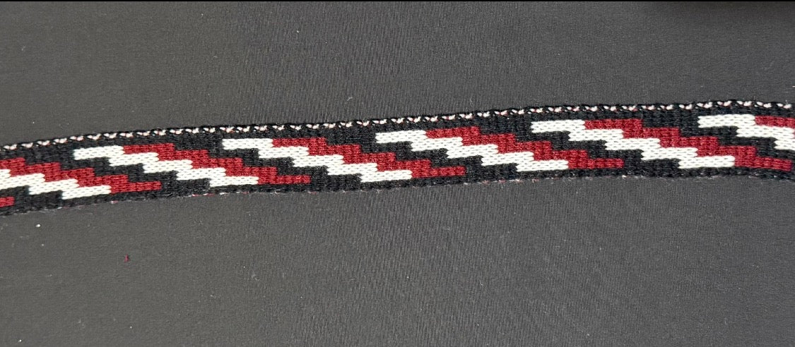 1inch maroon Black and White Poutama - Taniko Band