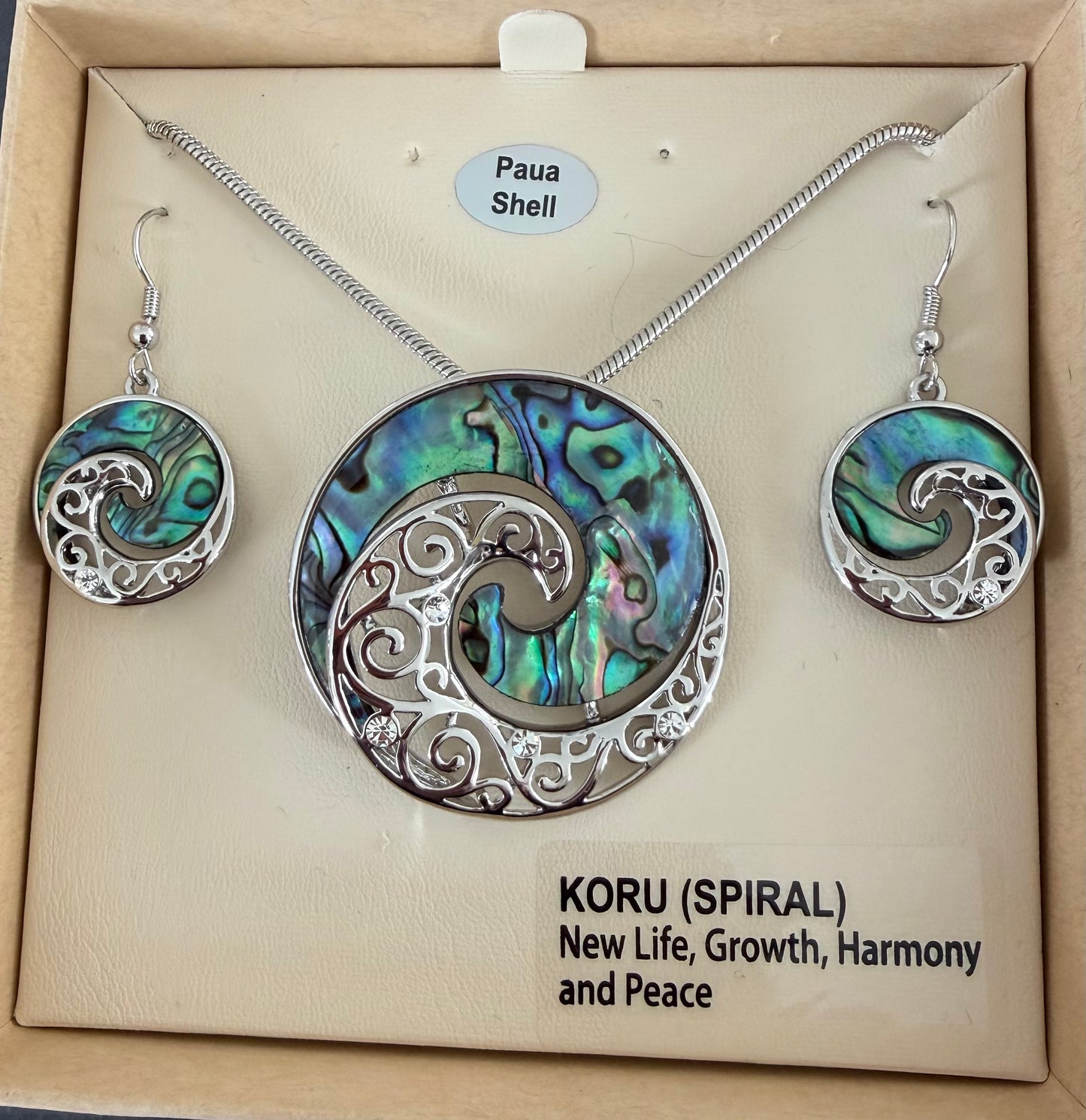Paua koru Necklace and Earrings
