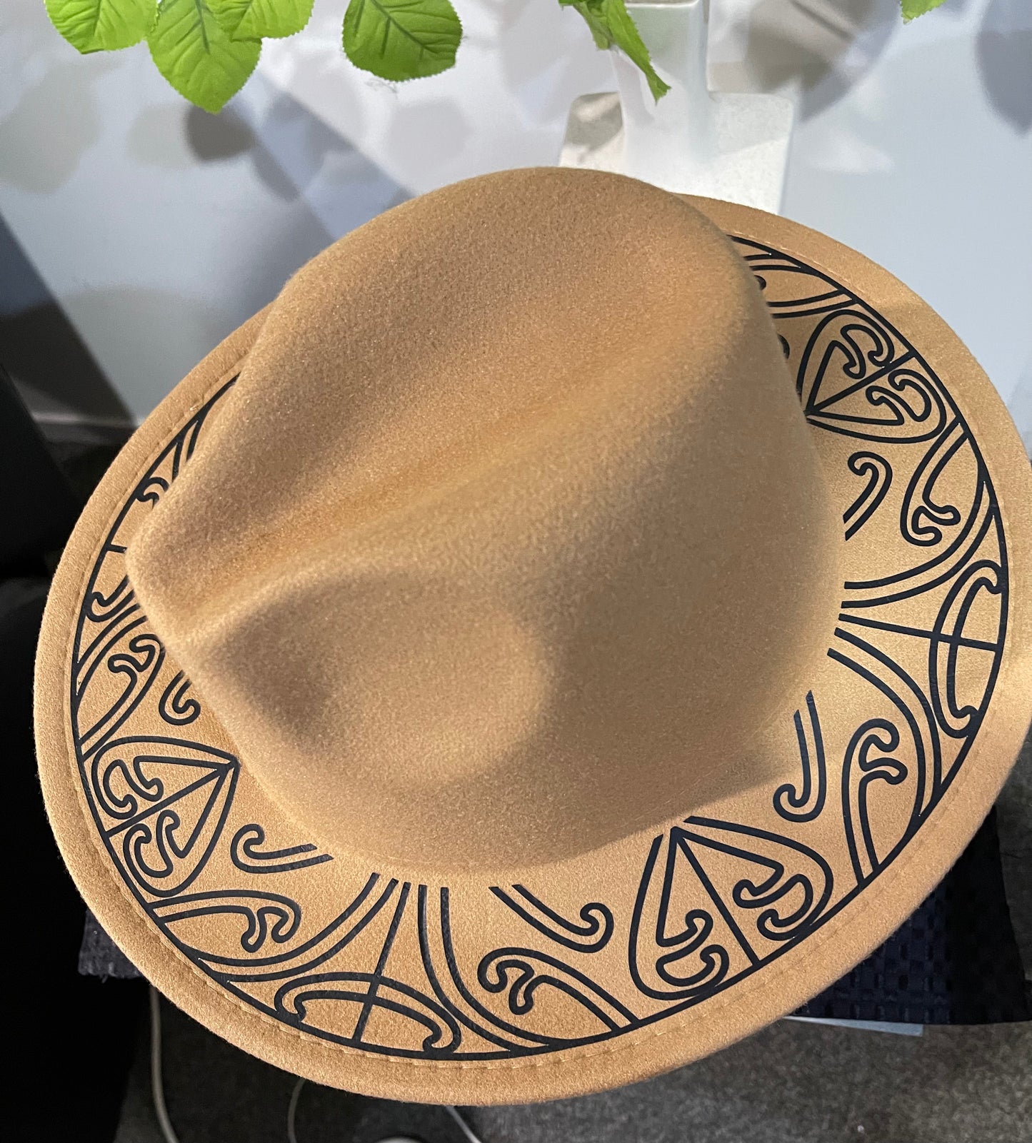 Potae - 57 cm Tan Fendora Felt Hat - Ready to Decorate Your Own Design plus one inch or 2 inch band of your choice