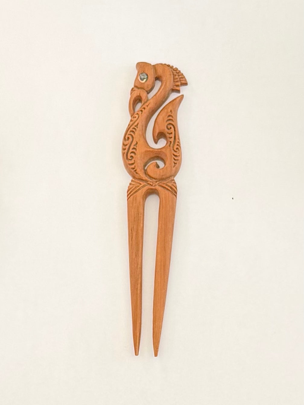 Wooden Manaia 2 Prong Heru Comb