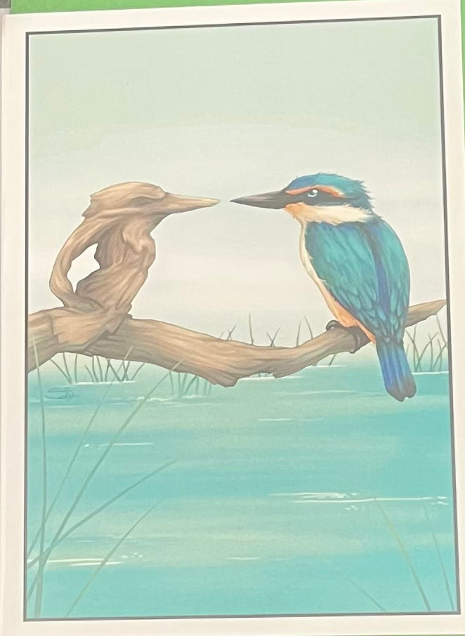 Square Kingfisher - Ceramic Wall art plus a card to match