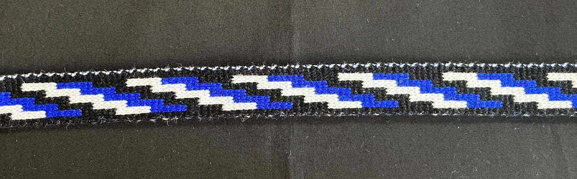 1inch royal blue Black and White Poutama - Taniko Band
