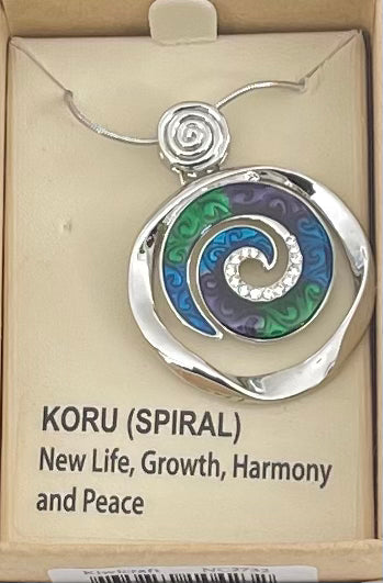 Blue and greens little Koru Necklace