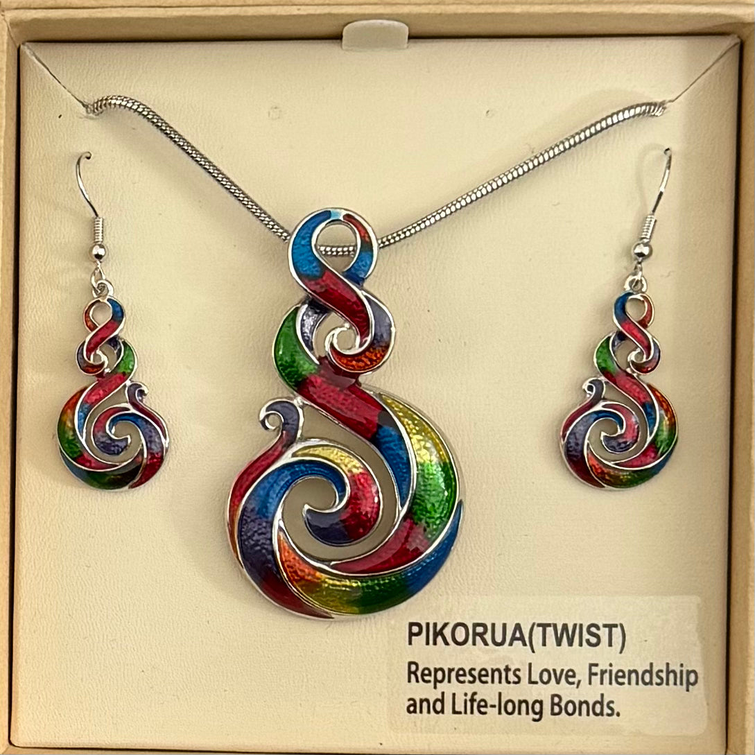 Multi Colour Twist Necklace and Earrings