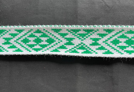 Emerald Green and White - Taniko Band 2inch