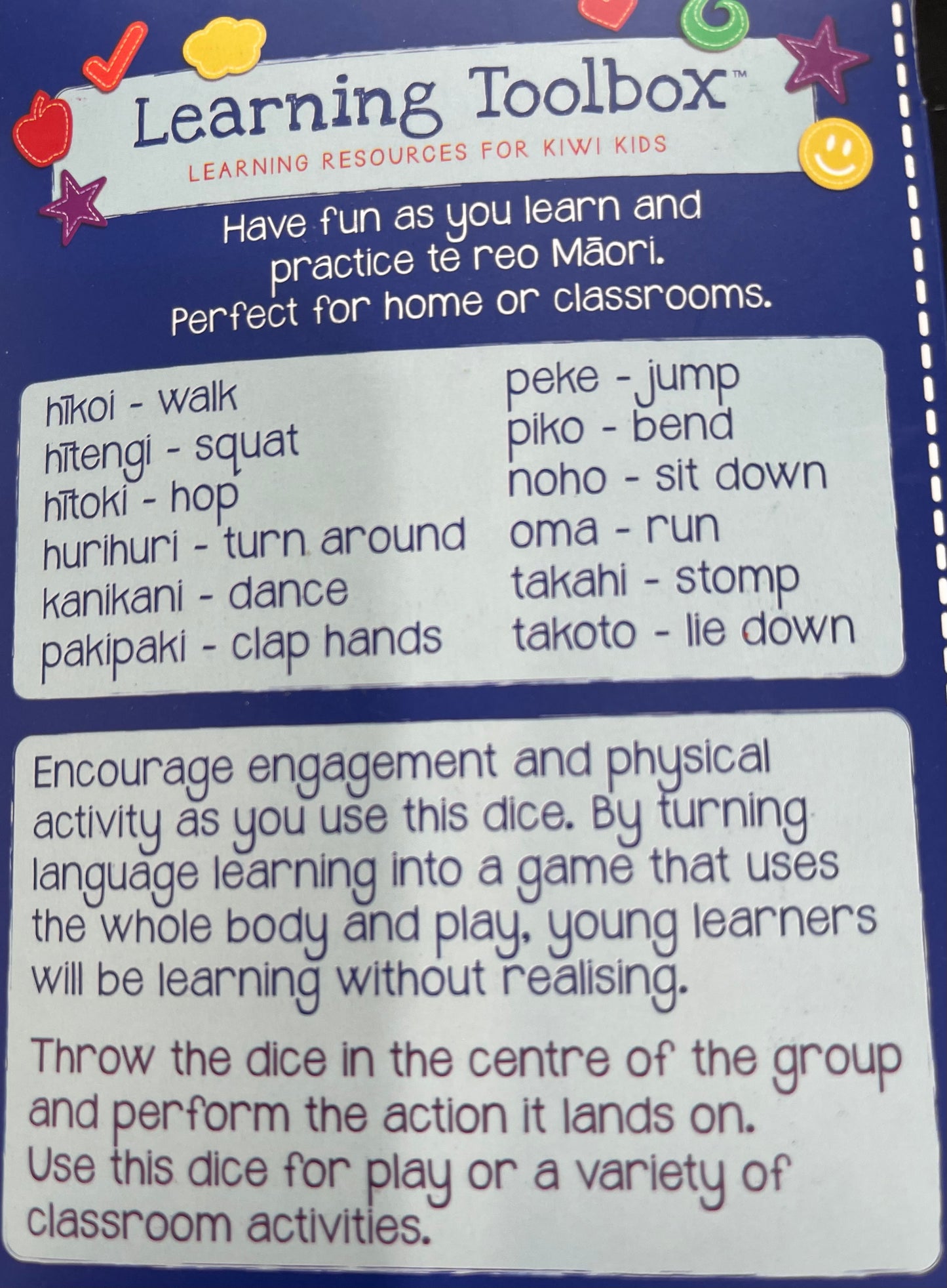 Action Dice - Te Reo Maori Game