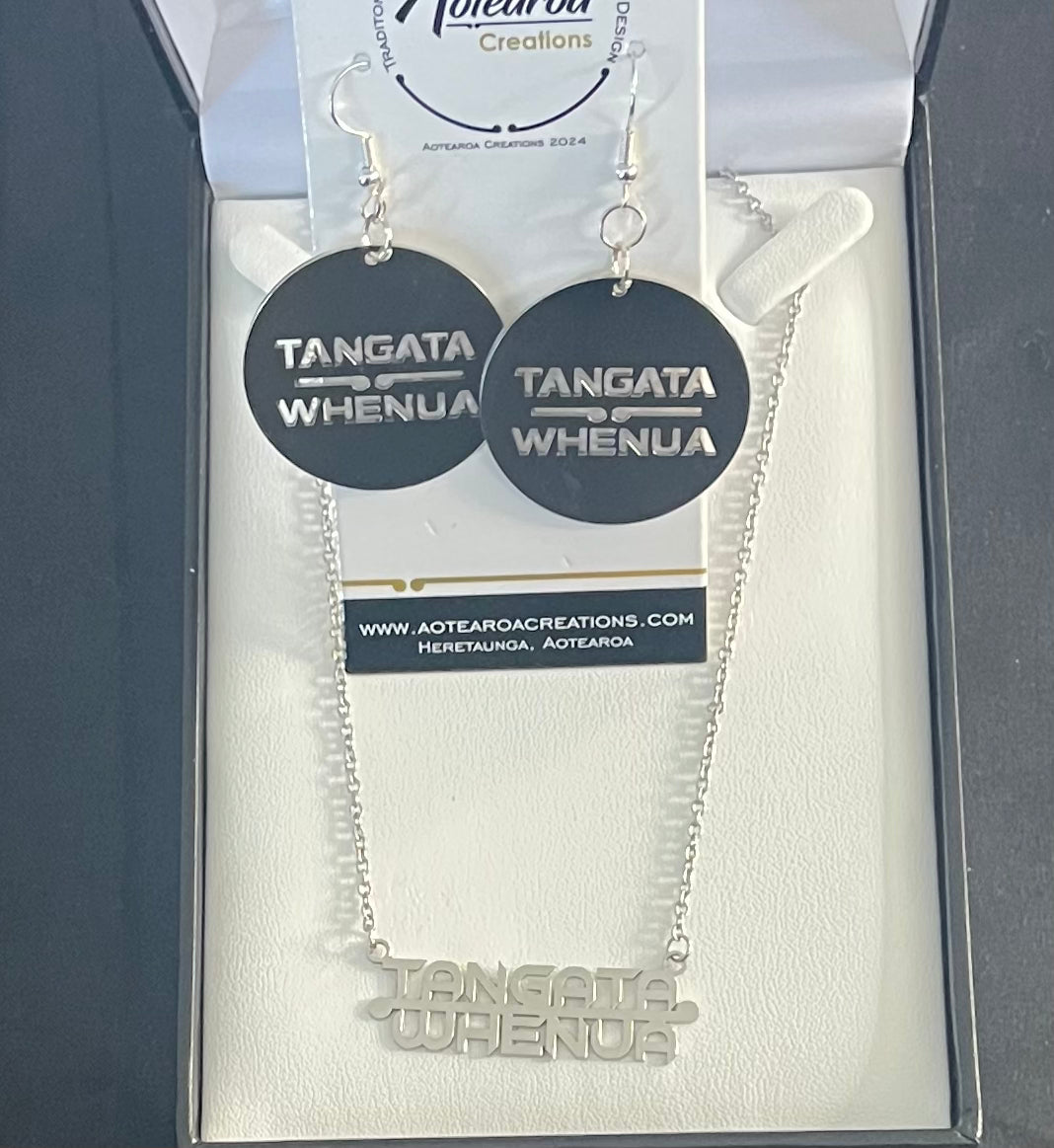Stainless Steel Necklace & Earrings Tangata Whenua
