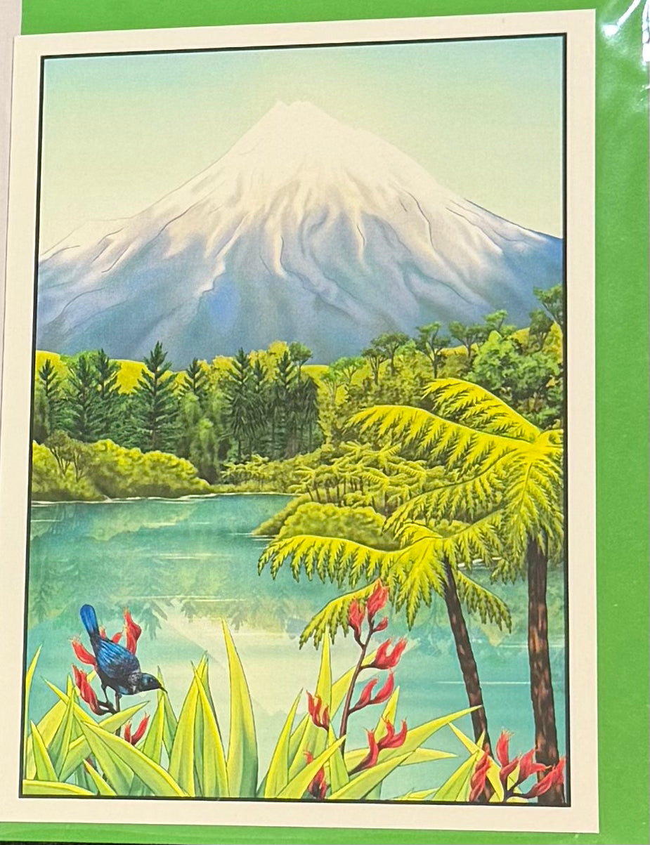 Square Mount Taranaki - Ceramic Wall Art Plus a Card To Match