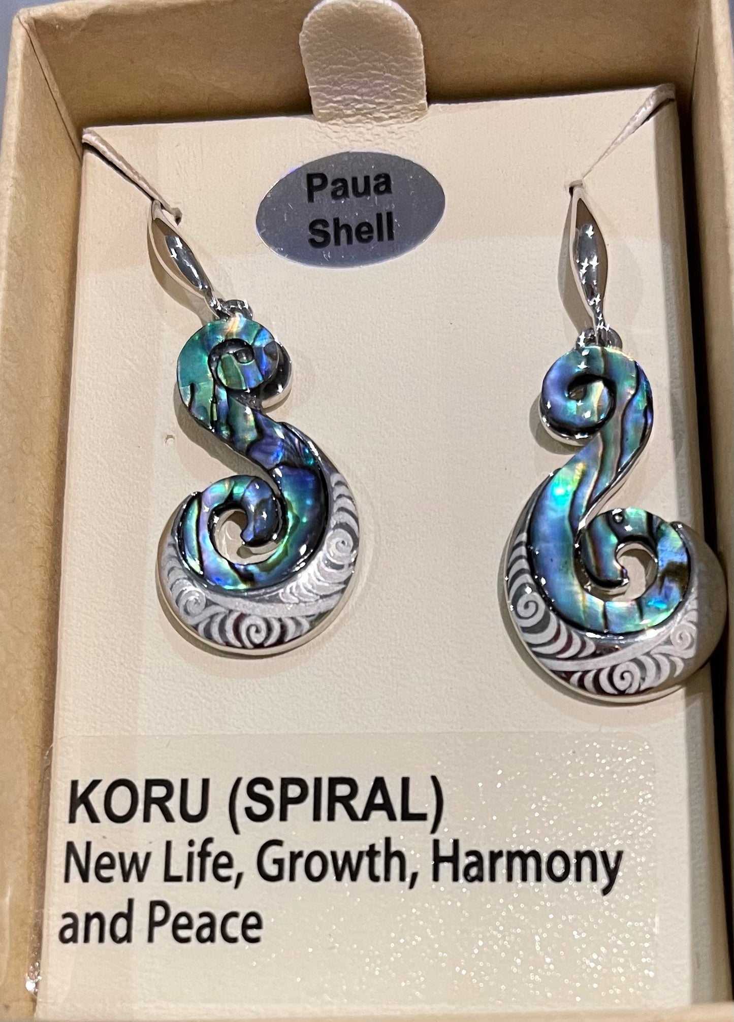 Koru Paua Rhodium Earrings