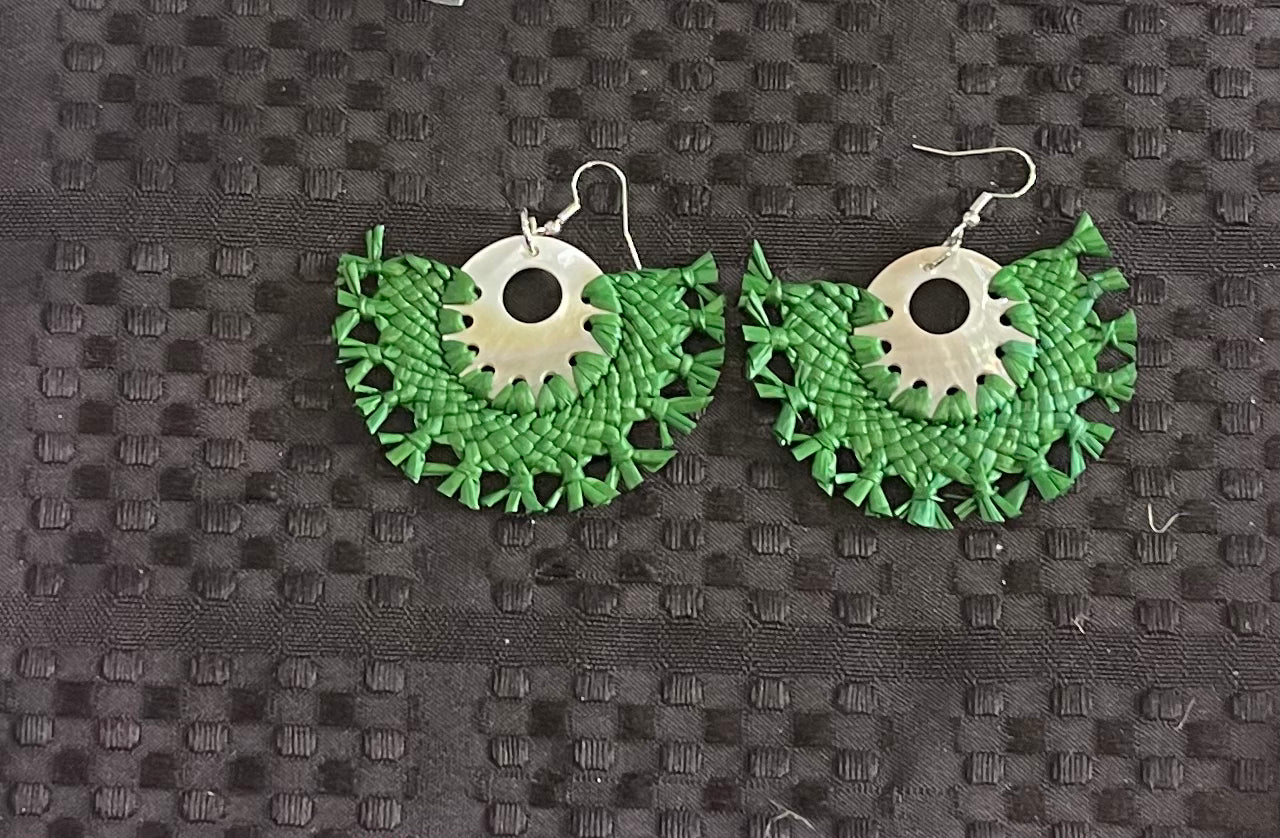 Rarotonga Green Weaved Earring