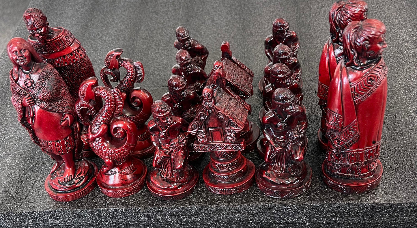 Resin Maori chess pieces