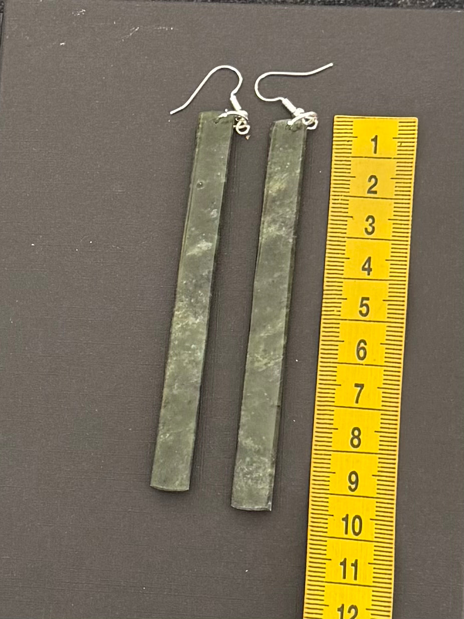 Extra Long Toki Greenstone Earrings 3