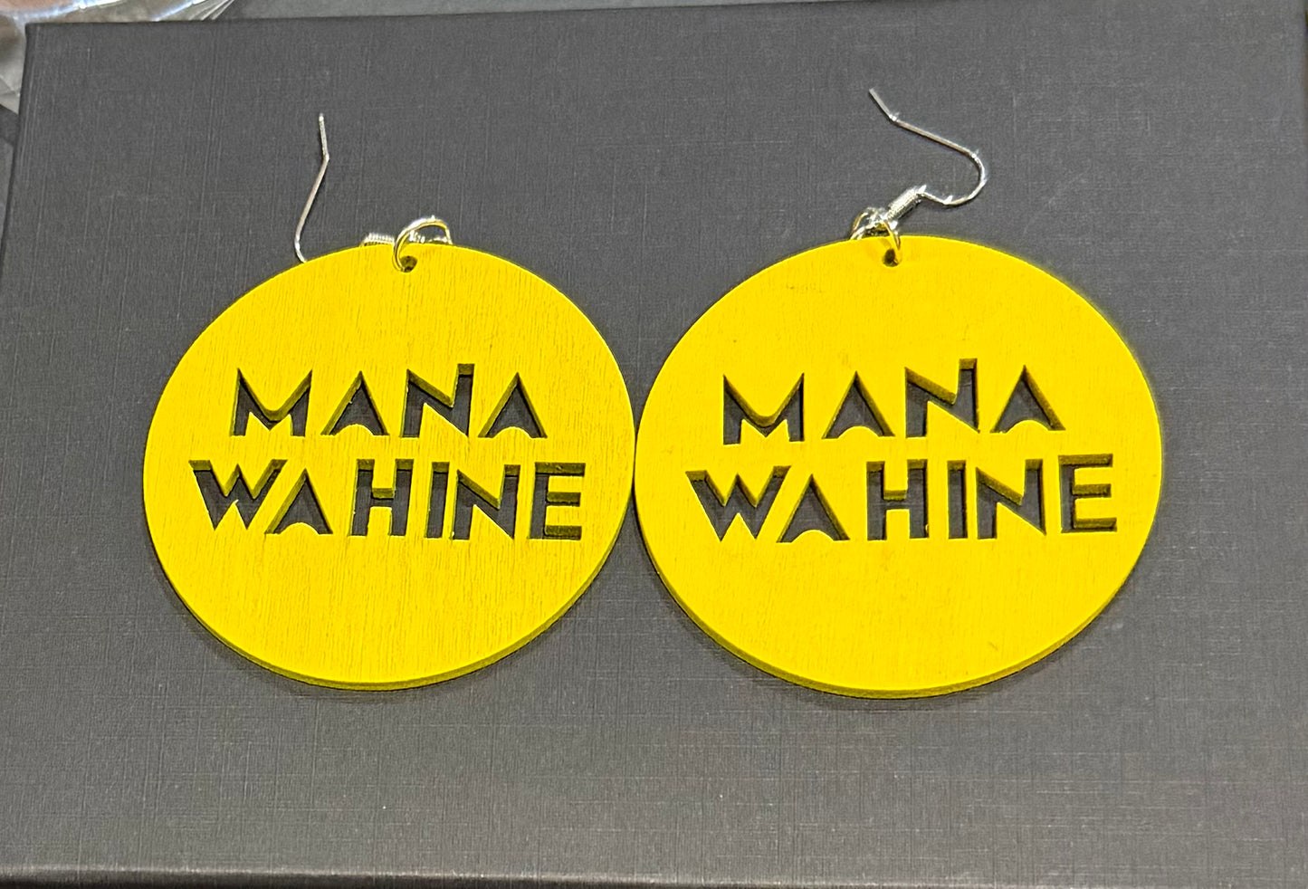 Wooden yellow mana wahine earrings