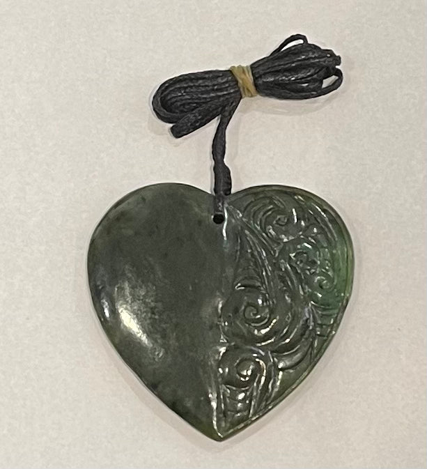 Greenstone engraved heart Pounamu Necklace