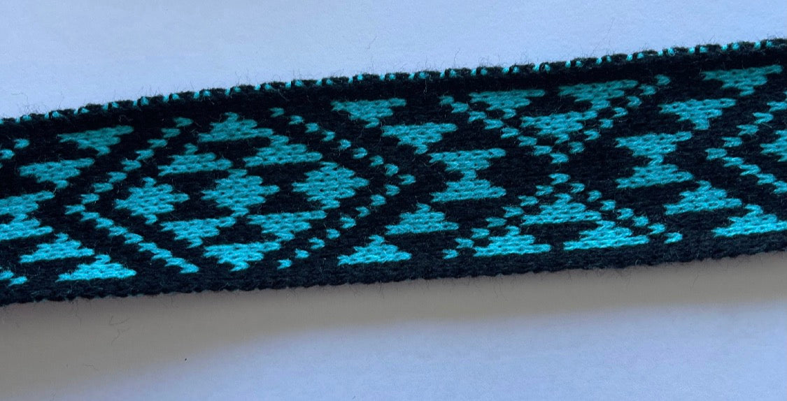 Black and turquoise Pātiki - Taniko Band 2 in