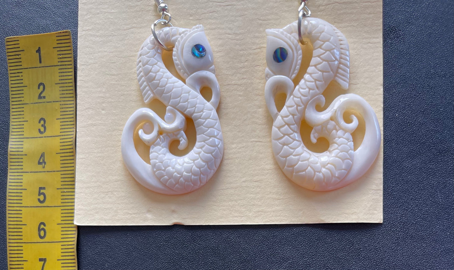 Manaia - Carved Bone Earrings
