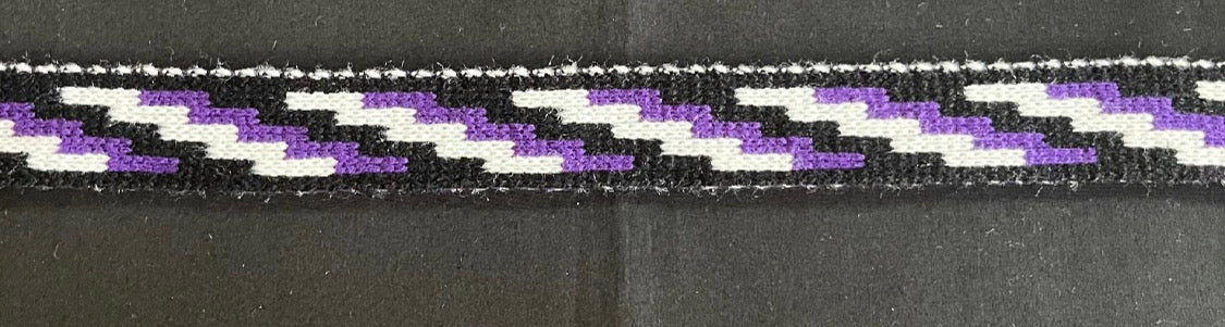 1inch purple Black and White Poutama - Taniko Band
