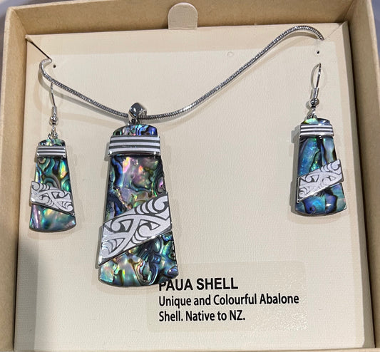 Paua Toki Necklace and Toki Earrings