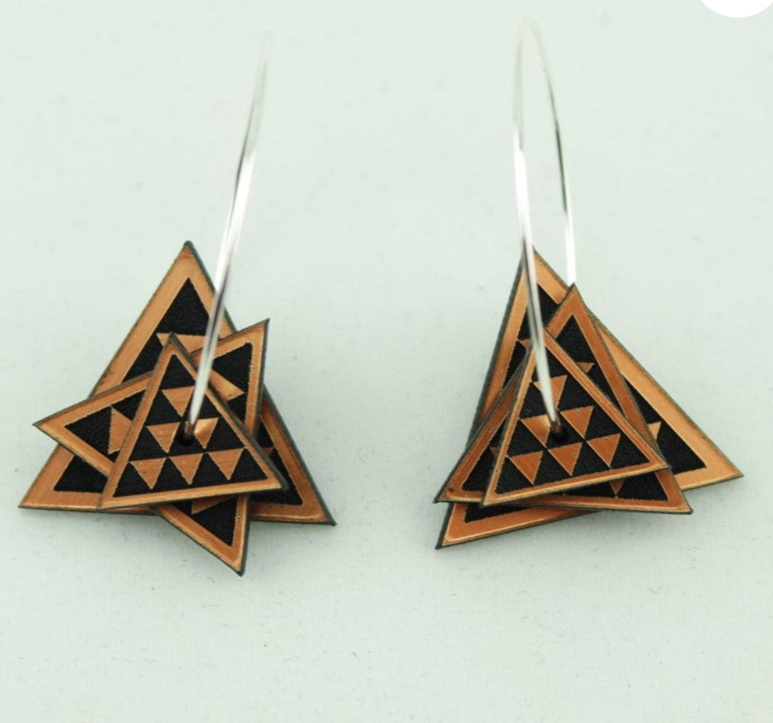 3d stacker Taniko earrings copper