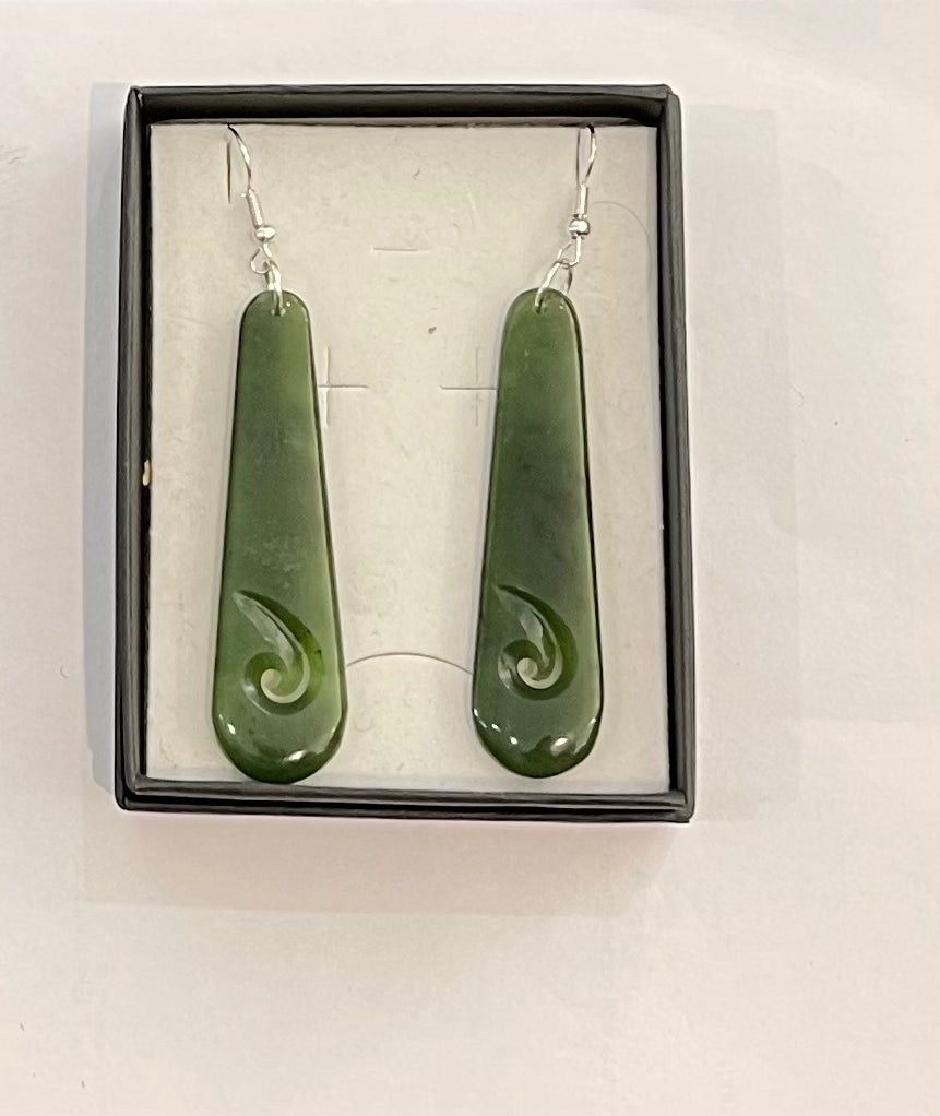 Toki Greenstone Earrings With Koru 7