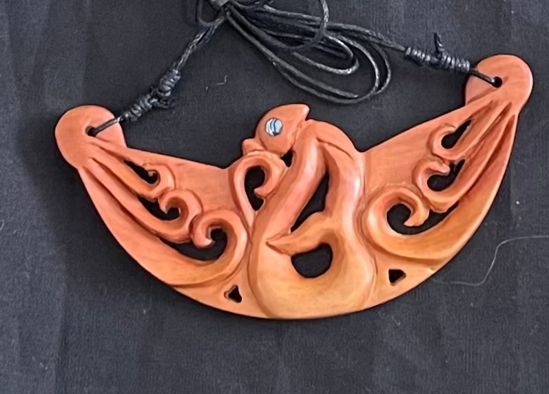 Wooden carvings on a black background